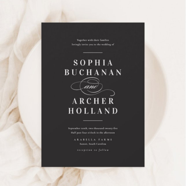 Invitación Elegante caligrafía Boda blanco y negro (Subido por el creador)