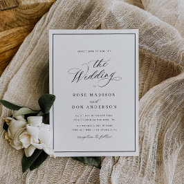 Invitación Elegante caligrafía boda blanco y negro