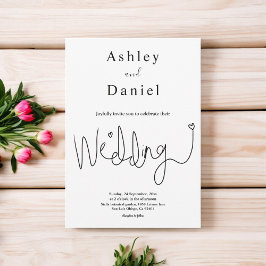 Invitación Elegante Caligrafía Boda Blanco Y Negro Simple