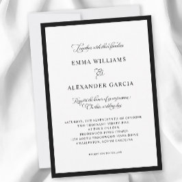 Invitación Elegante caligrafía Boda borde negro formal