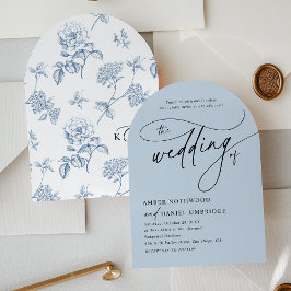 Invitación Elegante caligrafía Boda de Arco Azul Dusty