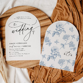 Invitación Elegante caligrafía Boda de arco blanco y negro