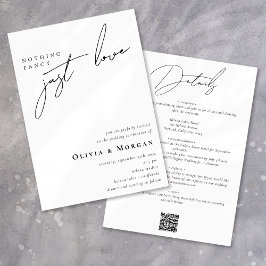 Invitación Elegante Caligrafía Boda de detalles de código QR