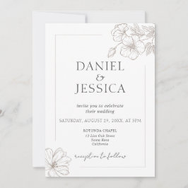 Invitación Elegante caligrafía Boda de escritura floral