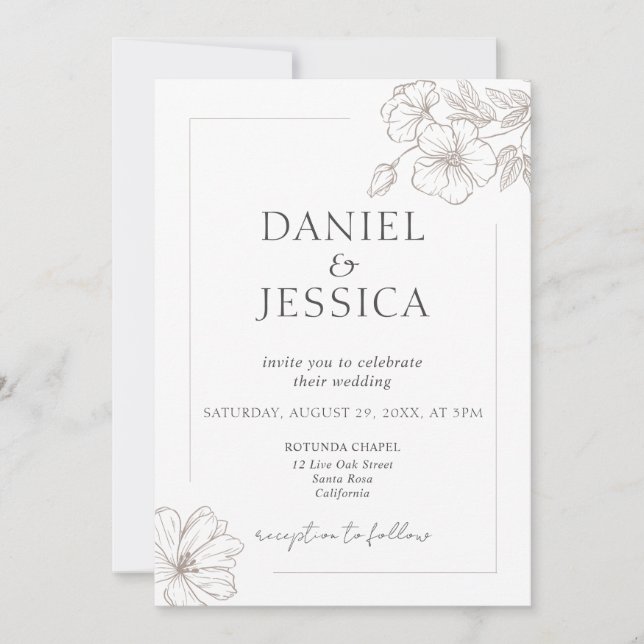 Invitación Elegante caligrafía Boda de escritura floral (Anverso)