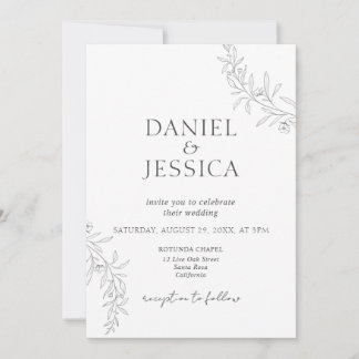 Invitación Elegante caligrafía Boda de escritura floral