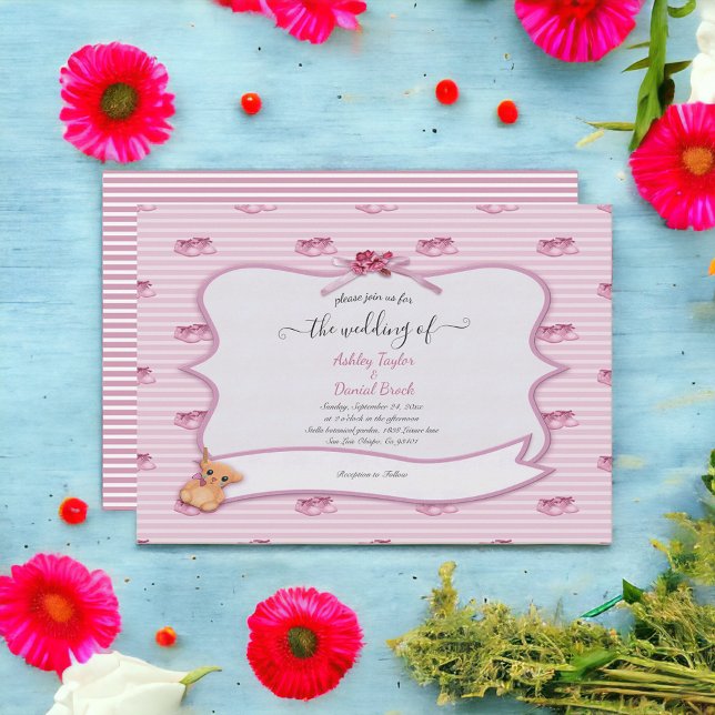 Invitación Elegante caligrafía Boda de estilo rosa brillante (Subido por el creador)