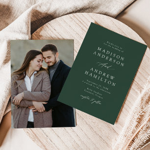 Invitación Elegante caligrafía Boda de fotografía verde
