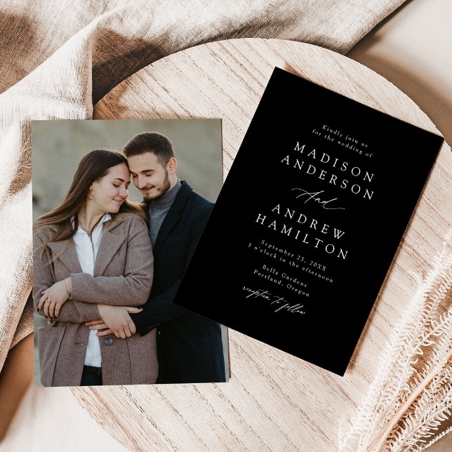 Invitación Elegante caligrafía Boda de fotografías en blanco  (Subido por el creador)