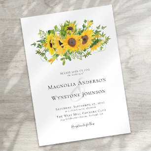 Invitación Elegante caligrafía Boda de girasol