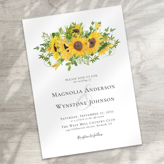 Invitación Elegante caligrafía Boda de girasol (Subido por el creador)