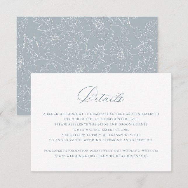 Invitación Elegante caligrafía Boda de guiones Detalles Inser (Anverso / Reverso)