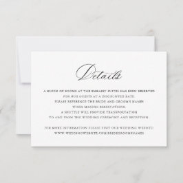 Invitación Elegante caligrafía Boda de guiones Detalles Inser