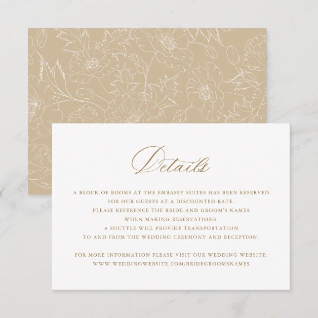 Invitación Elegante caligrafía Boda de guiones Detalles Inser (Anverso / Reverso)