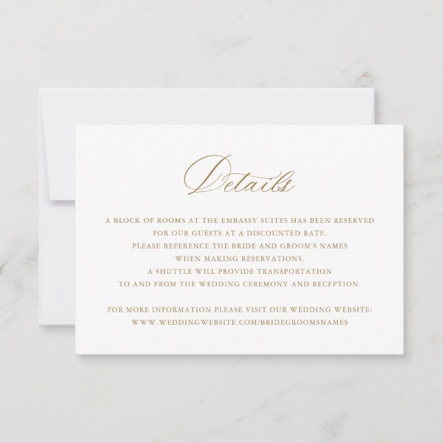 Invitación Elegante caligrafía Boda de guiones Detalles Inser (Anverso)