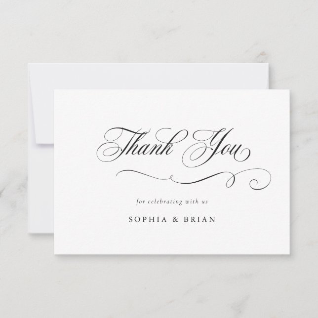Invitación Elegante caligrafía Boda de guiones Gracias (Anverso)
