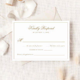 Invitación Elegante caligrafía Boda de Oro Tradicional RSVP