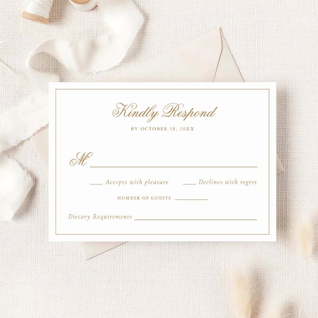 Invitación Elegante caligrafía Boda de Oro Tradicional RSVP (Subido por el creador)