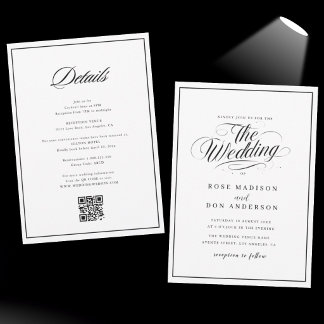Invitación Elegante caligrafía boda en blanco y negro