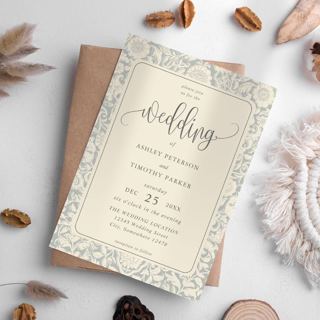 Invitación Elegante caligrafía Boda floral (Subido por el creador)