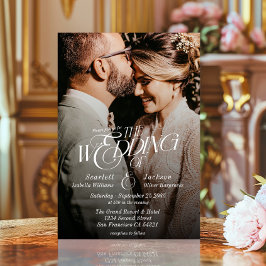 Invitación Elegante caligrafía Boda fotográfico moderno