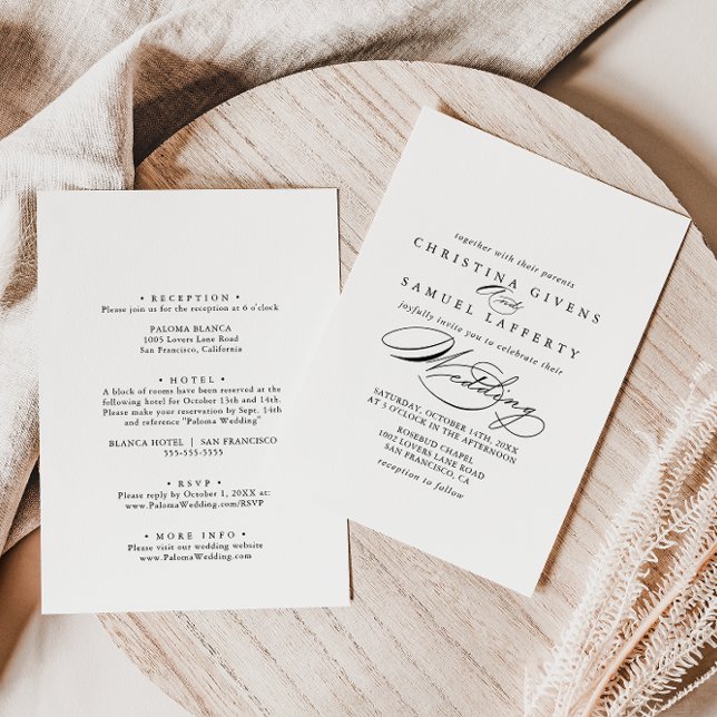 Invitación Elegante caligrafía Boda frontal y posterior (Subido por el creador)