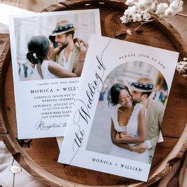 Invitación Elegante caligrafía Boda Minimalista 2 FOTO