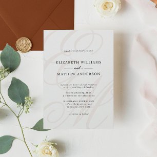 Invitación Elegante caligrafía Boda Monograma Terracotta
