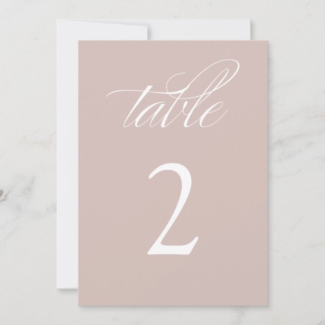 Invitación Elegante caligrafía Boda rosa números de tabla (Anverso)