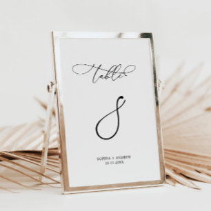 Invitación Elegante caligrafía Boda Tabla número 8