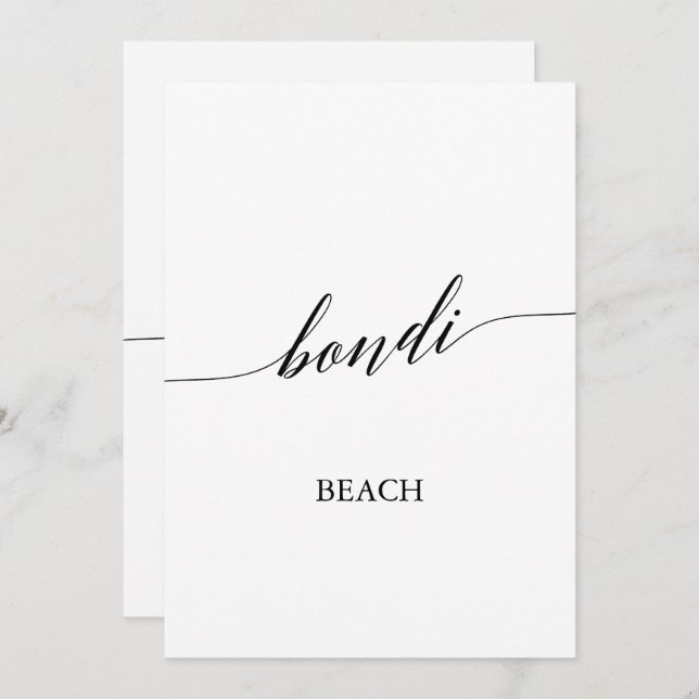 Invitación Elegante caligrafía Bondi Beach Table Number (Anverso / Reverso)