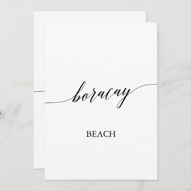 Invitación Elegante caligrafía Boracay Beach Table Number (Anverso / Reverso)