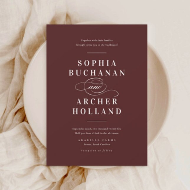 Invitación Elegante caligrafía Borgoña Boda de Marrón (Subido por el creador)