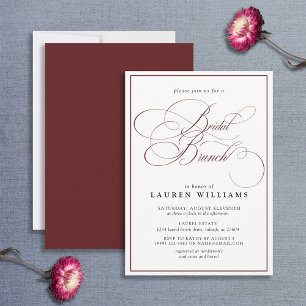 Invitación Elegante caligrafía borgoñona Brunch formal de nov
