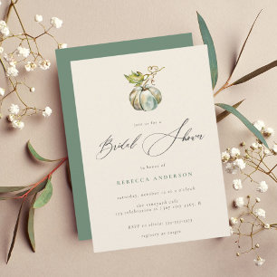 Invitación Elegante caligrafía Caída Calabaza Ducha Bridal