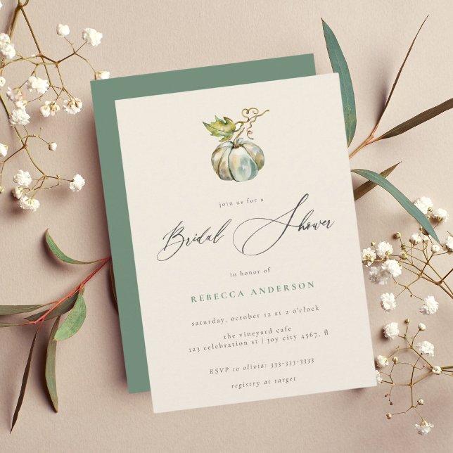Invitación Elegante caligrafía Caída Calabaza Ducha Bridal (Subido por el creador)