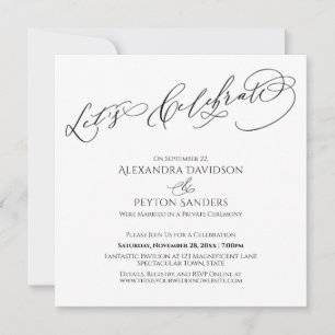 Invitación Elegante caligrafía celebremos el negro y el blanc