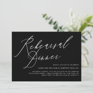 Invitación Elegante caligrafía Cena de ensayo negro