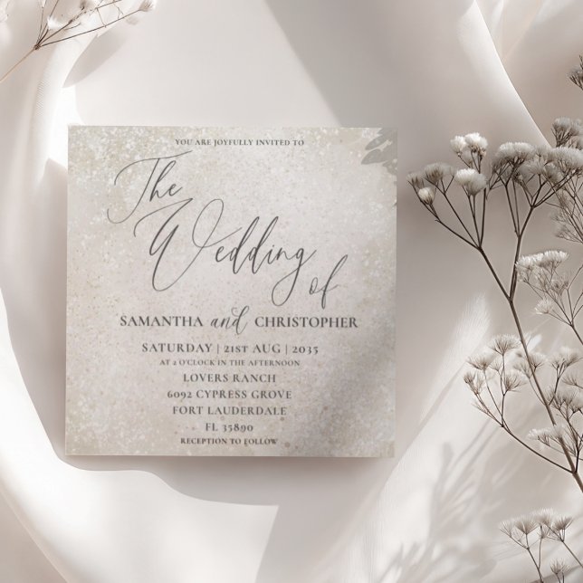 Invitación Elegante caligrafía Champagne Boda de Oro (Subido por el creador)