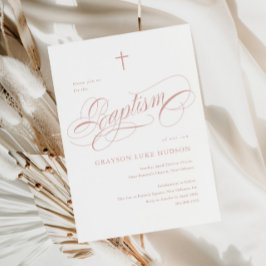 Invitación Elegante caligrafía Chicas turbios rosados bautism
