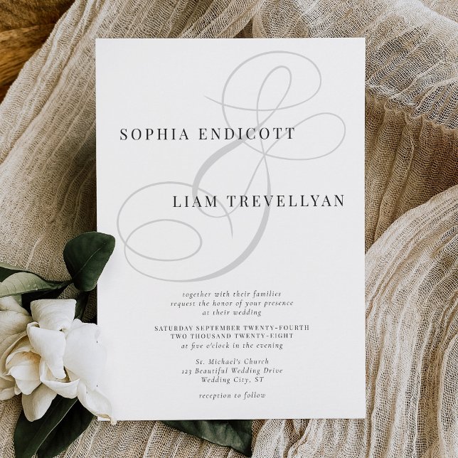 Invitación Elegante caligrafía clásica Ampersand Boda (Subido por el creador)