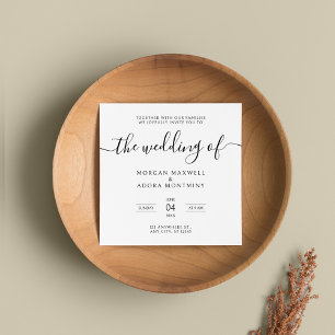 Invitación Elegante caligrafía clásica Boda cuadrado
