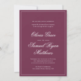 Invitación Elegante caligrafía clásica Boda de Borgoña