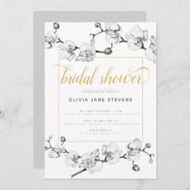 Invitación Elegante caligrafía clásica floral ducha de novia