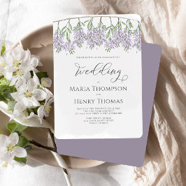 Invitación Elegante caligrafía Clásica Floral Lilac Lavender