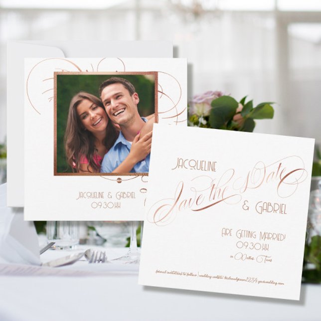 Invitación Elegante caligrafía clásica Rosa de oro (Subido por el creador)