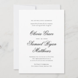 Invitación Elegante caligrafía Clásico Boda Blanco Negro