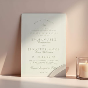 Invitación Elegante Caligrafía De Crema De Sabio Formal El Bo
