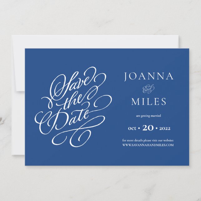 Invitación Elegante caligrafía de época Marsella Bleu (Anverso)