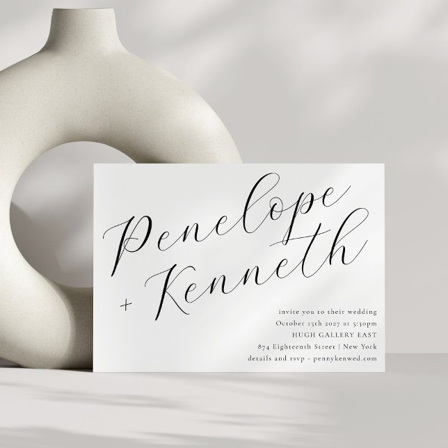 Invitación Elegante caligrafía de escritura Boda blanco moder (Subido por el creador)